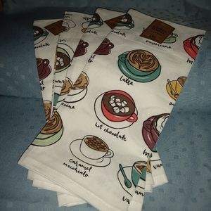 DII printed dishtowels with coffee cups. Set of 4
